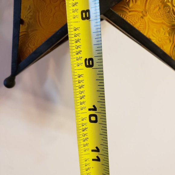 Moroccan Hanging Tealight Candle Lantern Yellow Glass Star - Picture 4 of 12